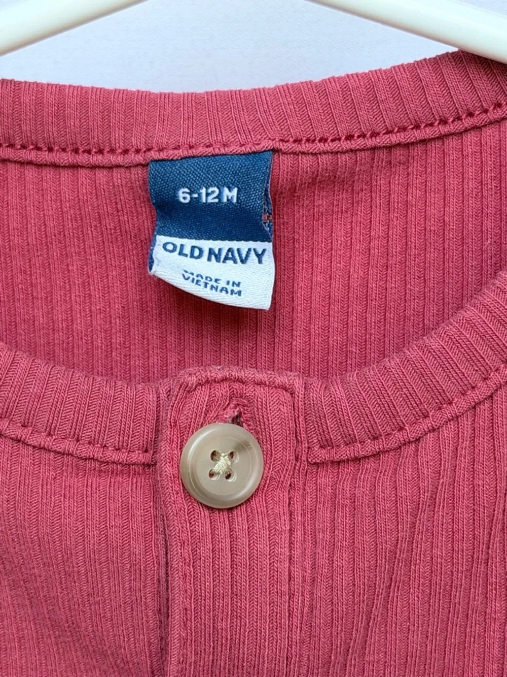 Old Navy Sleeveless Ribbed Romper in Rose Red with Button Placket